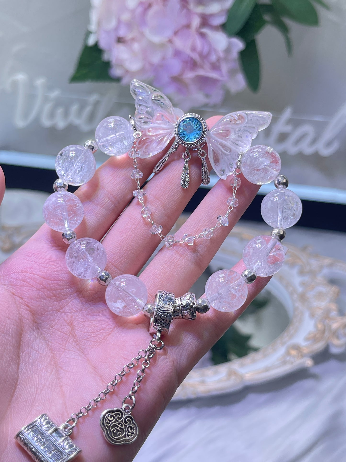 Flash Clear Quartz Butterfly Wings Bracelet