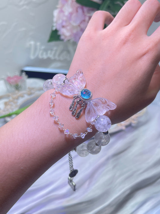 Flash Clear Quartz Butterfly Wings Bracelet