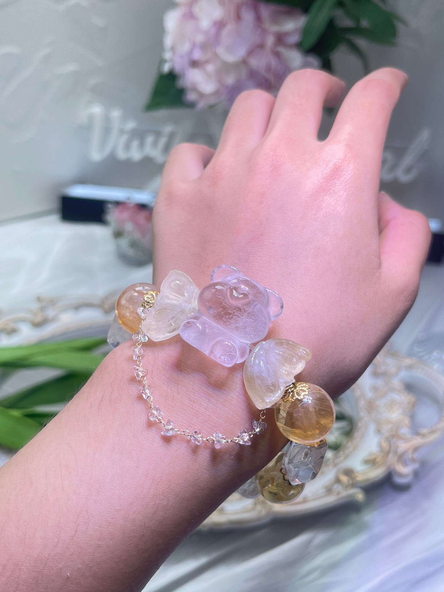 Citrine Angel Bear Bracelet