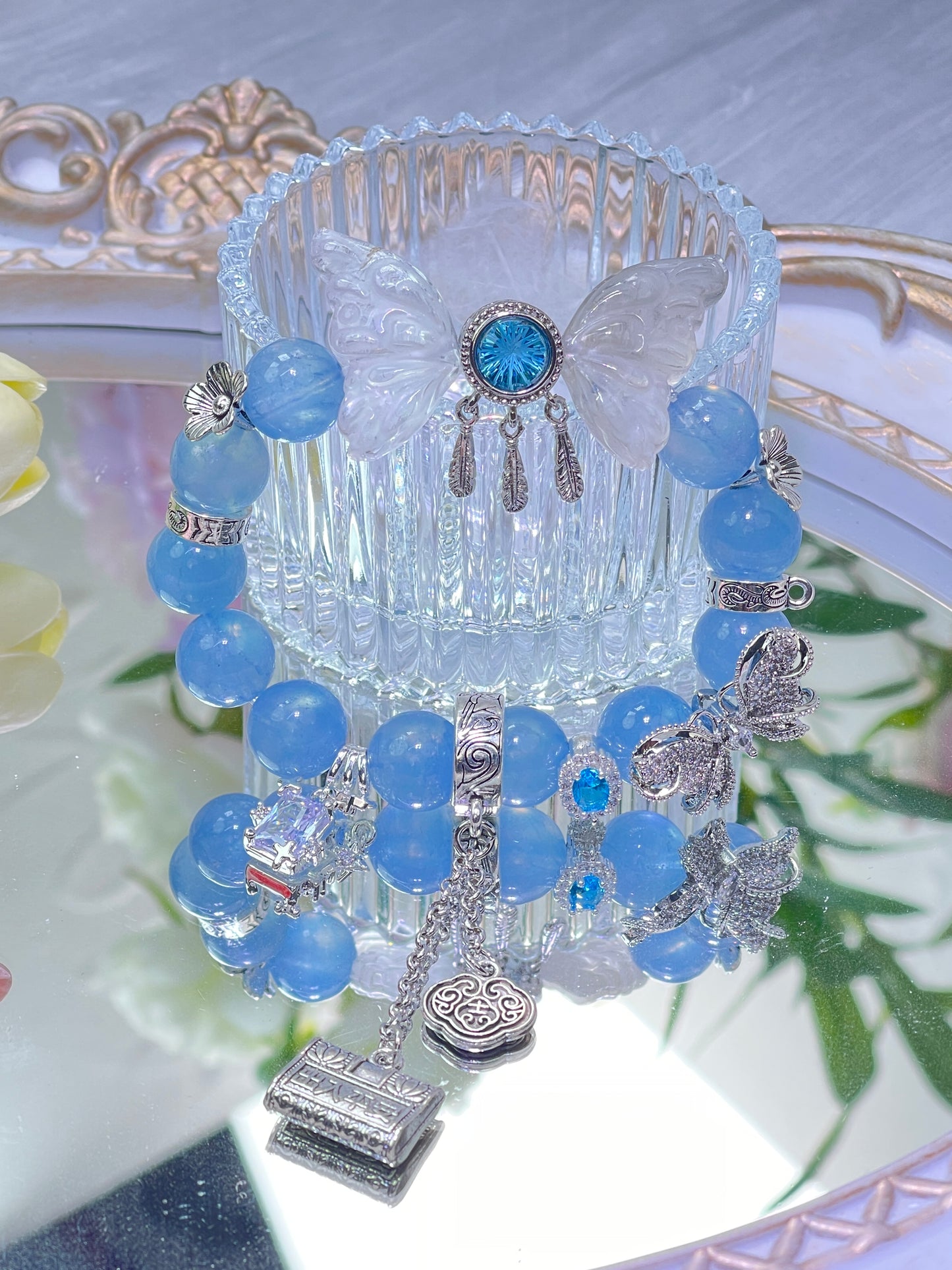 Aquamarine Angel Wings Bracelet