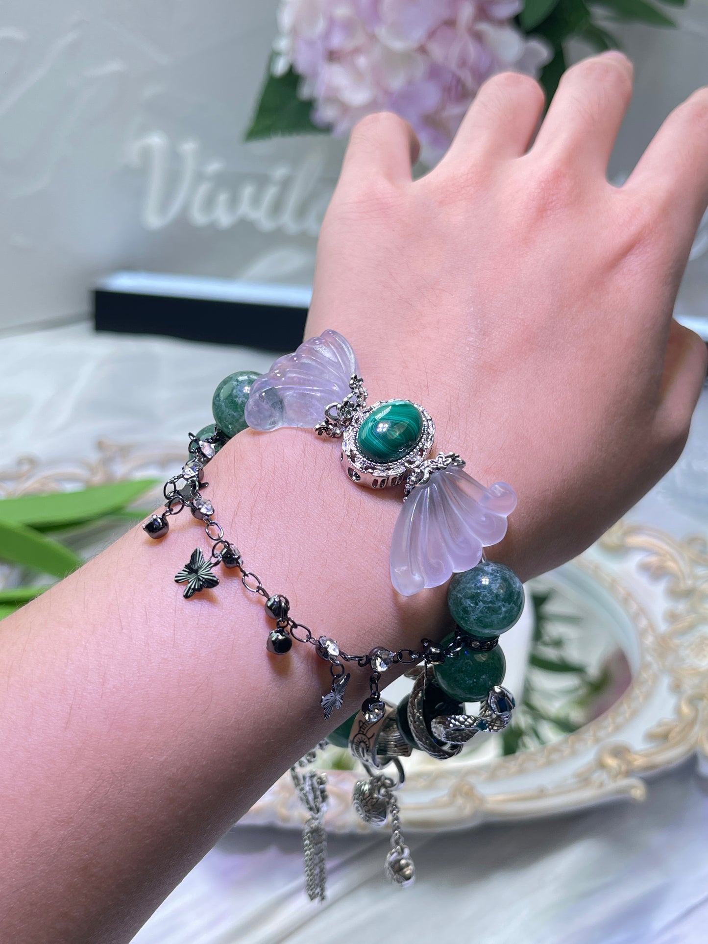 Green Strawberry Butterfly Wing Bracelet